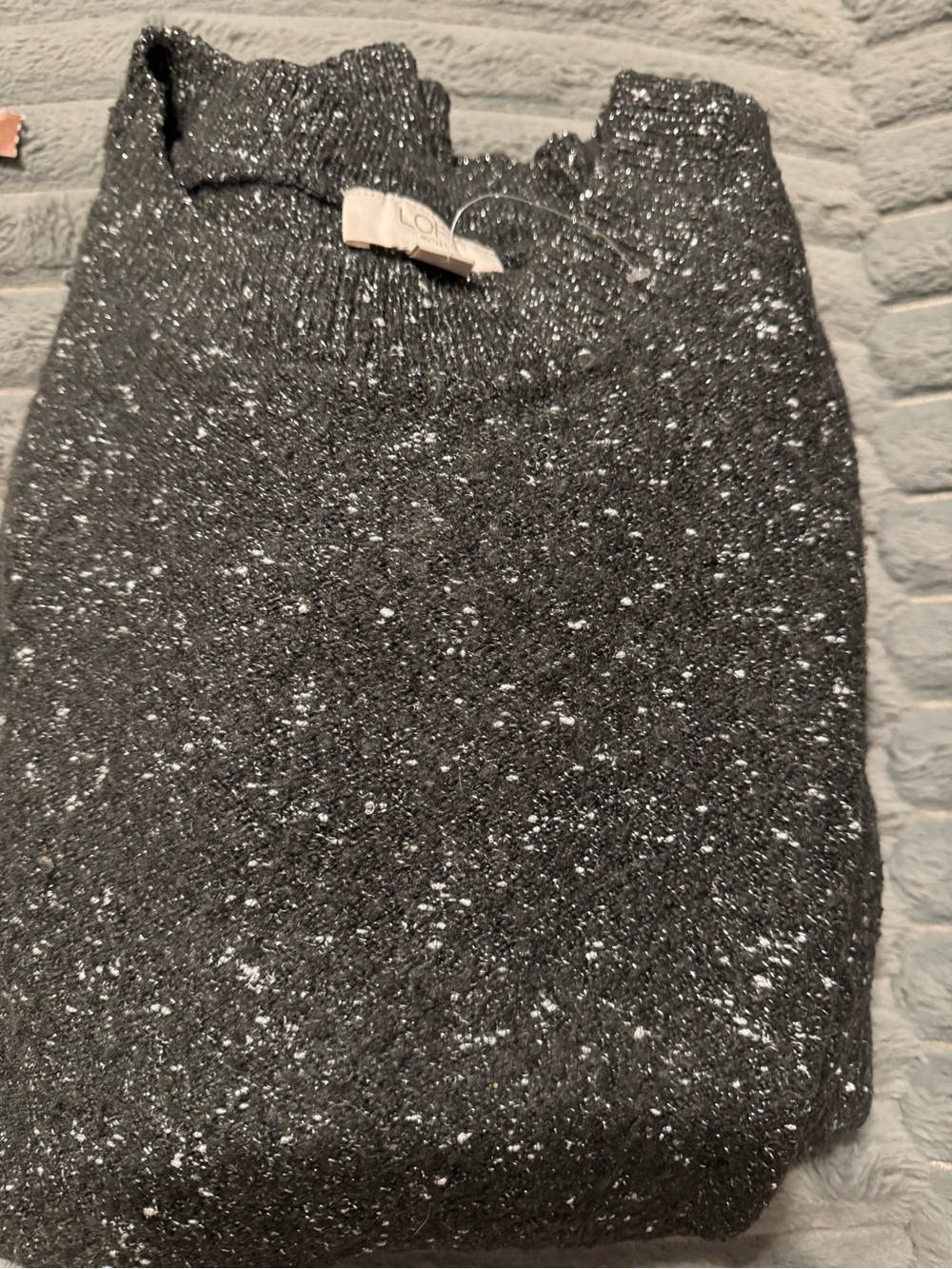 LOFT Charcoal Speckled Crewneck Sweater